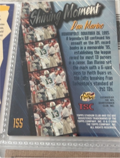 1996 Topps Stadium Club Shining Moment #155 Dan Marino — front