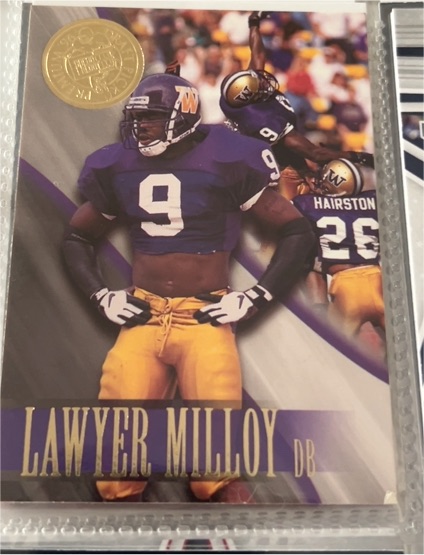 1996 Press Pass Premium Draft #18 Lawyer Milloy — front