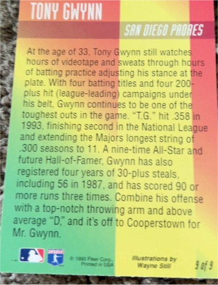 1993 Fleer #9 Tony Gwynn — front