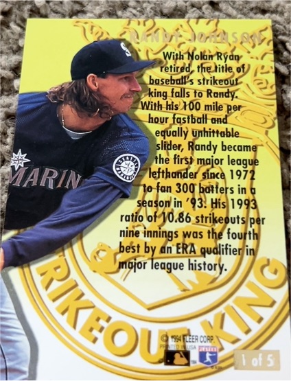 1994 Fleer Ultra Strikeout King #1 Randy Johnson — front