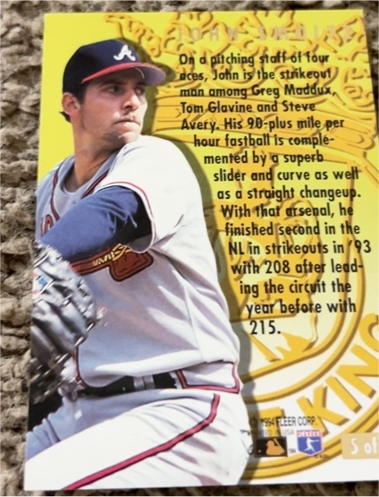 1994 Fleer Ultra Strikeout King #5 John Smoltz — front