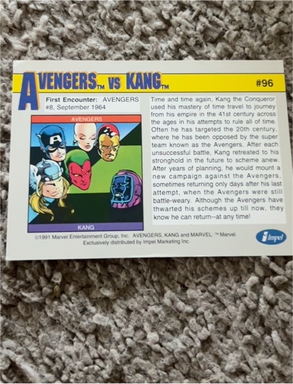 1991 Impel Marvel Universe II #96 Avengers vs Kang — front