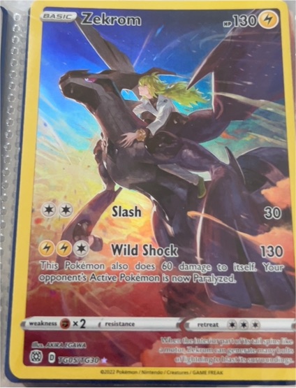 2022 Pokémon Sword & Shield Brilliant Stars #TG05/TG30 Zekrom Trainer Gallery Full Art — front