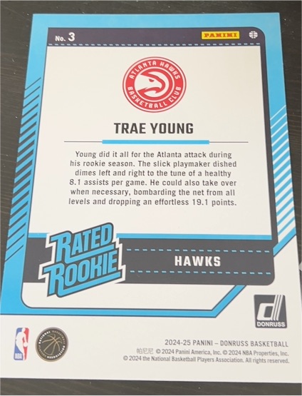 2024-25 Panini Donruss Rated Rookie #3 Trae Young — front