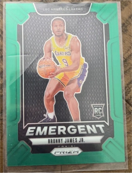 2024-25 Panini Prizm #8 Bronny James Jr. Emergent Green Prizm — front