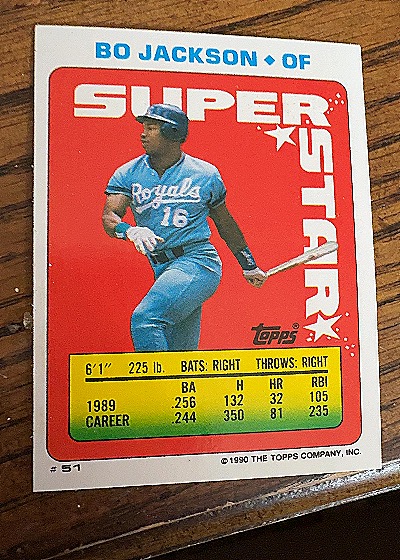 1990 Topps #51 Bo Jackson Mini Super Star — front