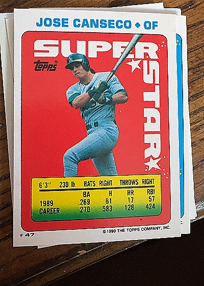 1990 Topps Super Star #47 Jose Canseco — front
