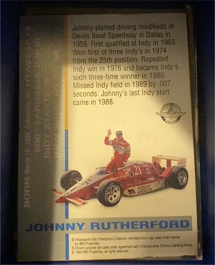 1994 Johnny Lightning Indianapolis 500 Champions Collection Johnny Rutherford — front