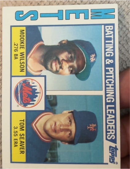 1984 Topps #246 Mets Leaders / Checklist (Mookie Wilson / Tom Seaver) — front