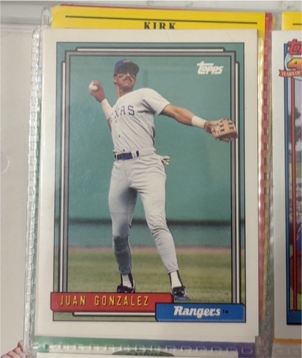 1992 Topps #27 Juan Gonzalez — front