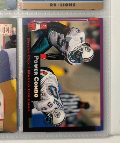 1993 Pro Set Power Combo #10 Bryan Cox / Marco Coleman Miami Dolphins — front