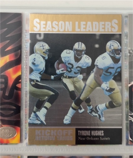 1996 Upper Deck #221 Tyrone Hughes Season Leaders — front
