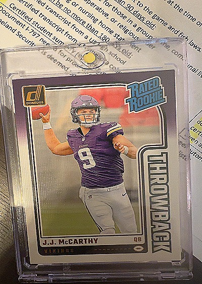 2024 Panini Donruss Rated Rookies Throwbacks #2 J.J. McCarthy — front
