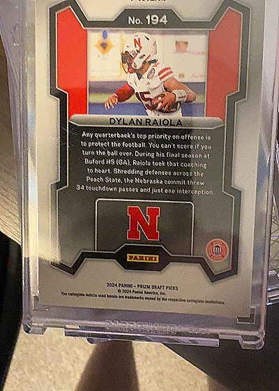 2024 Panini Prizm Draft Picks #194 Dylan Raiola Rated Prospect Silver Prizm — back