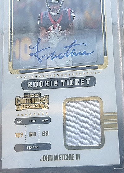 2022 Panini Contenders #187 John Metchie III Rookie Ticket — front