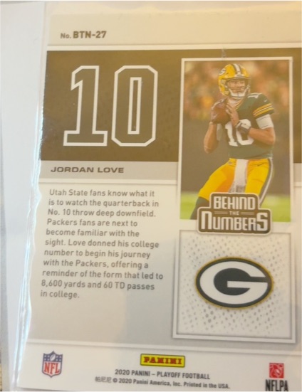 2020 Panini Playoff Football #BTN-27 Jordan Love Behind the Numbers — front