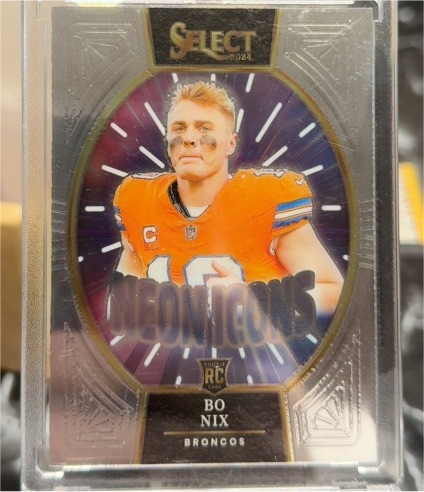 2024 Panini Select #14 Bo Nix Neon Icons Rookie Broncos — front