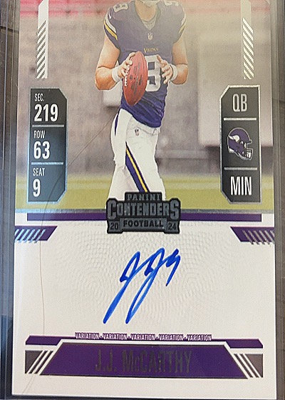 2024 Panini Contenders #101 J.J. McCarthy Rookie Ticket — front