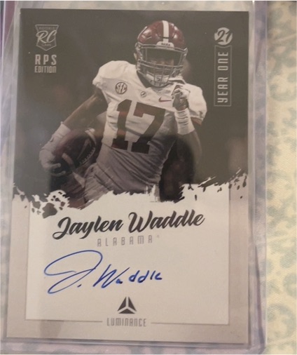 2021 Panini Luminance Year One Signatures RPS #YS-JW Jaylen Waddle — front