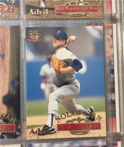 1996 Pacific Collection Advil Nolan Ryan #12 First Major League Win — front