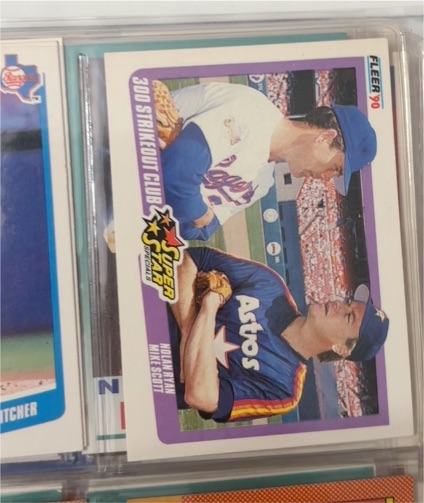 1990 Fleer #636 Nolan Ryan / Mike Scott 300 Strikeout Club — front