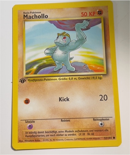 1999 Pokémon #52 Machop — front