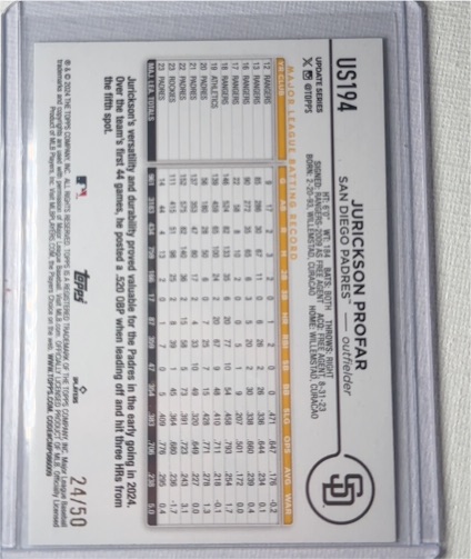 2024 Topps Update #US194 Jurickson Profar — front