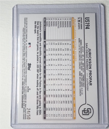 2024 Topps Update #US194 Jurickson Profar — front