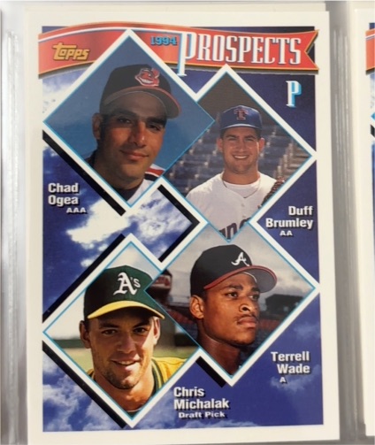 1994 Topps #316 P Prospects Chad Ogea / Duff Brumley / Terrell Wade / Chris Michalak — front
