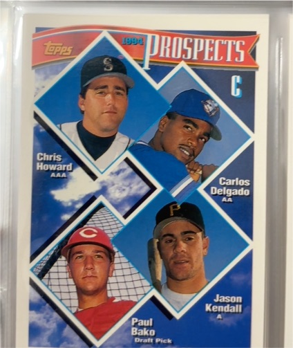 1994 Topps Prospects #686 Carlos Delgado, Jason Kendall, Paul Bako, Chris Howard — front