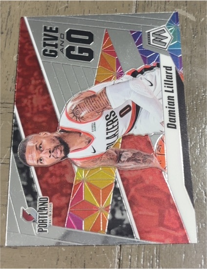 2019-20 Panini Mosaic #7 Damian Lillard Give and Go — front