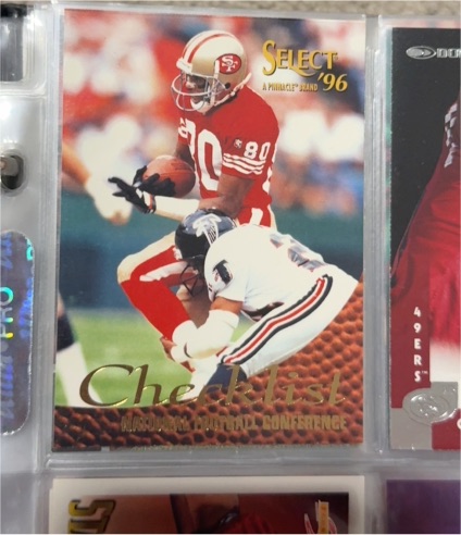 1996 Select #199 Jerry Rice Checklist — front