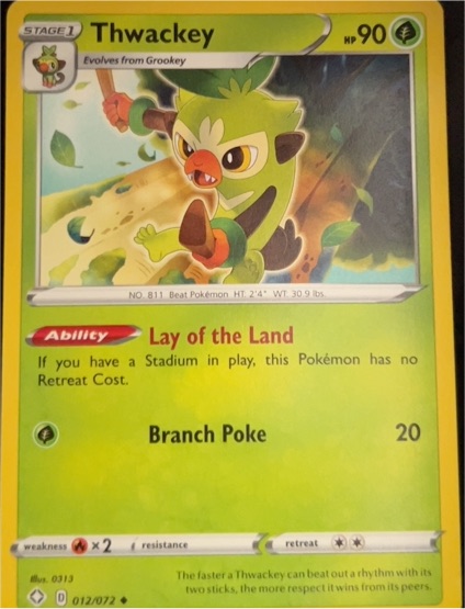 2021 Pokémon Shining Fates #012 Thwackey — front