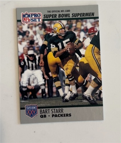 1990 Pro Set Super Bowl Supermen #36 Bart Starr — front