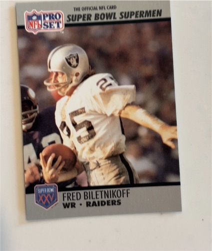 1990 Pro Set Super Bowl Supermen #45 Fred Biletnikoff — front