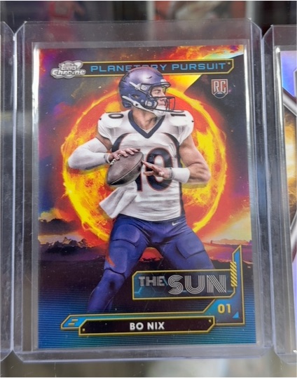 2024 Topps Chrome Cosmic Chrome - Planetary Pursuit Bo Nix #PPSU-BN The Sun Rookie — front