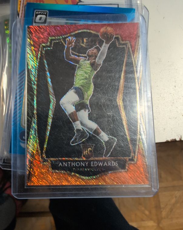 2020-21 Panini Select #169 Anthony Edwards Rookie Premier Level Red White Orange Shimmer Prizm — front