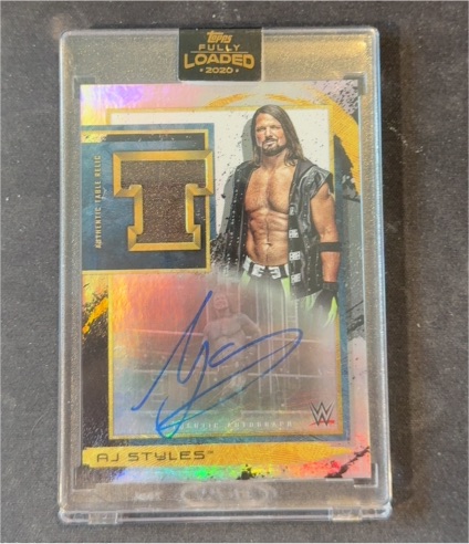 2020 Topps Fully Loaded WWE AJ Styles Authentic Table Relic Autograph — front