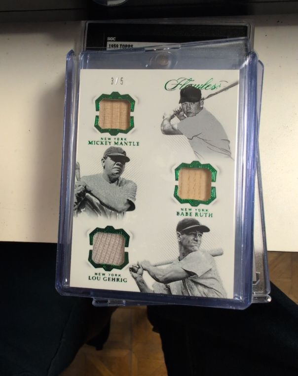 2019 Panini Flawless #HMM Mickey Mantle/Babe Ruth/Lou Gehrig — front