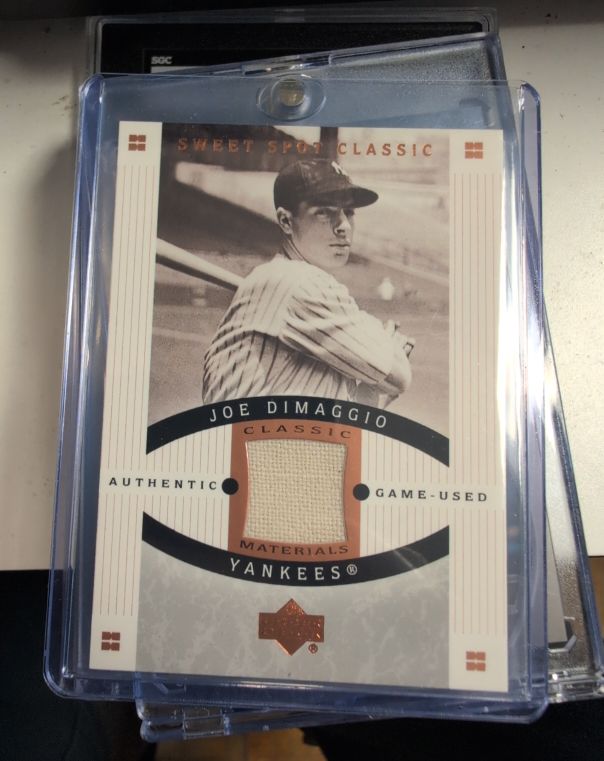 2005 Upper Deck Sweet Spot Classic #CM-JD Joe DiMaggio Materials — front