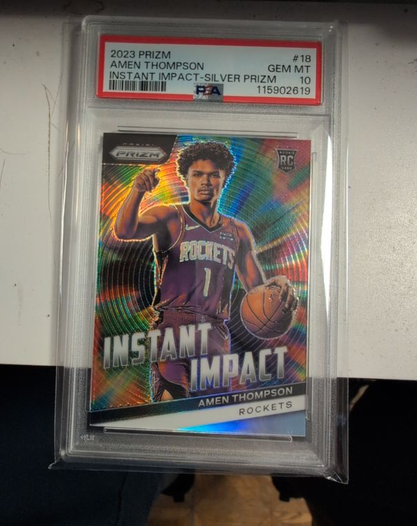 2023 Panini Prizm #18 Amen Thompson Instant Impact Silver Prizm — front