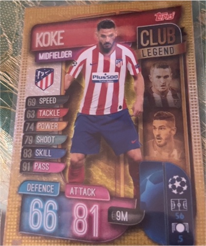 2019-20 Topps Match Attax UEFA Champions League #C6 Koke — front