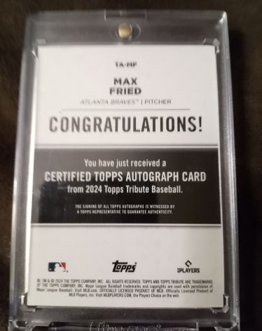 2024 Topps Tribute #TA-FR Max Fried — front