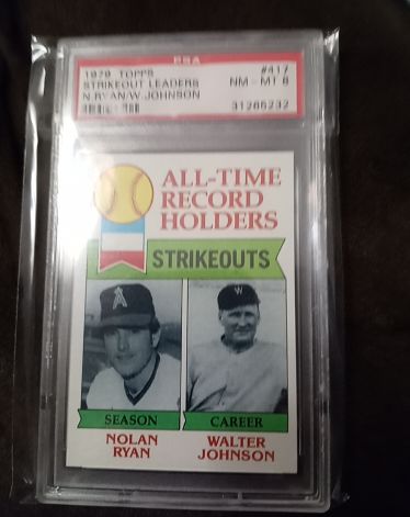 1979 Topps #417 All-Time Record Holders Strikeouts Nolan Ryan Walter Johnson — front