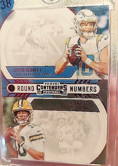 2020 Panini Contenders Round Numbers #RN-HL Justin Herbert Jordan Love — front