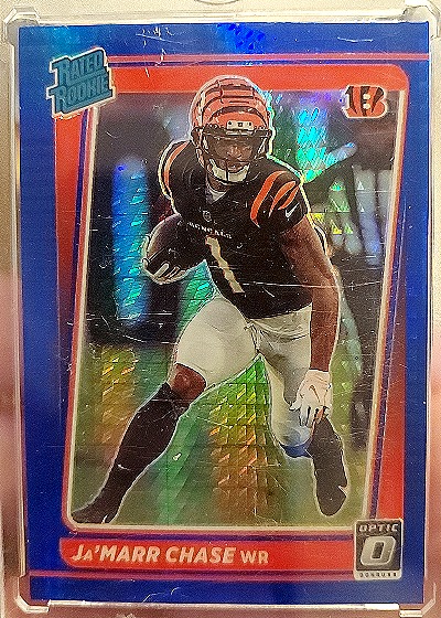 2021 Donruss Optic #207 Ja'Marr Chase Blue Scope Rated Rookie — front