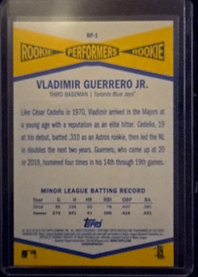 2019 Topps Heritage #RP-1 Vladimir Guerrero Jr. — back