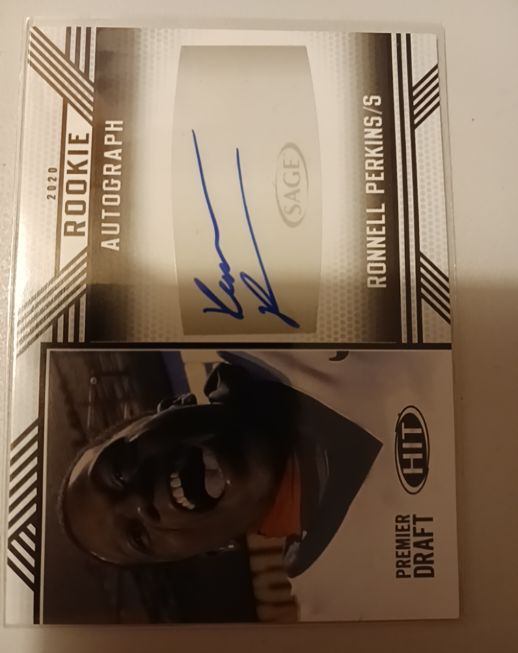 2020 Sage Hit Premier Draft #A39 Ronnell Perkins Rookie Autograph — front