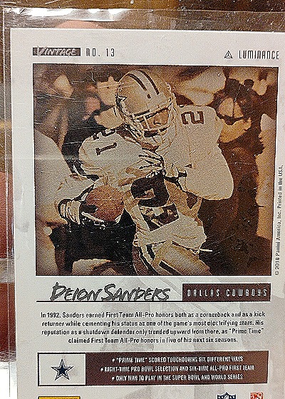 2018 Panini Luminance Vintage #13 Deion Sanders — back