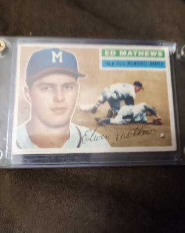 1956 Topps #107 Eddie Mathews — front